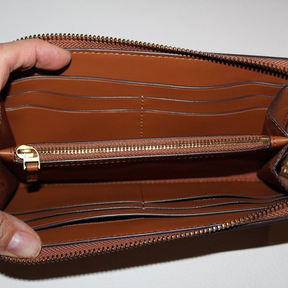 NWT TORY BURCH EMERSON WOVEN WRISTLET ZIP CONTINENTAL WALLET BROWN MULTI $378 - Picture 6 of 8